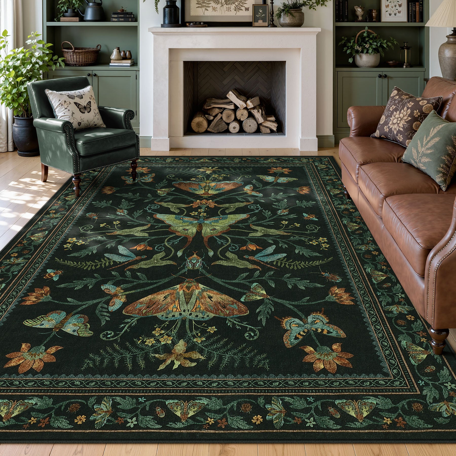 Insect Paradise Area Rug, Non-Slip Indoor Rug for Living Room Bedroom, Oeko-Tex Certified