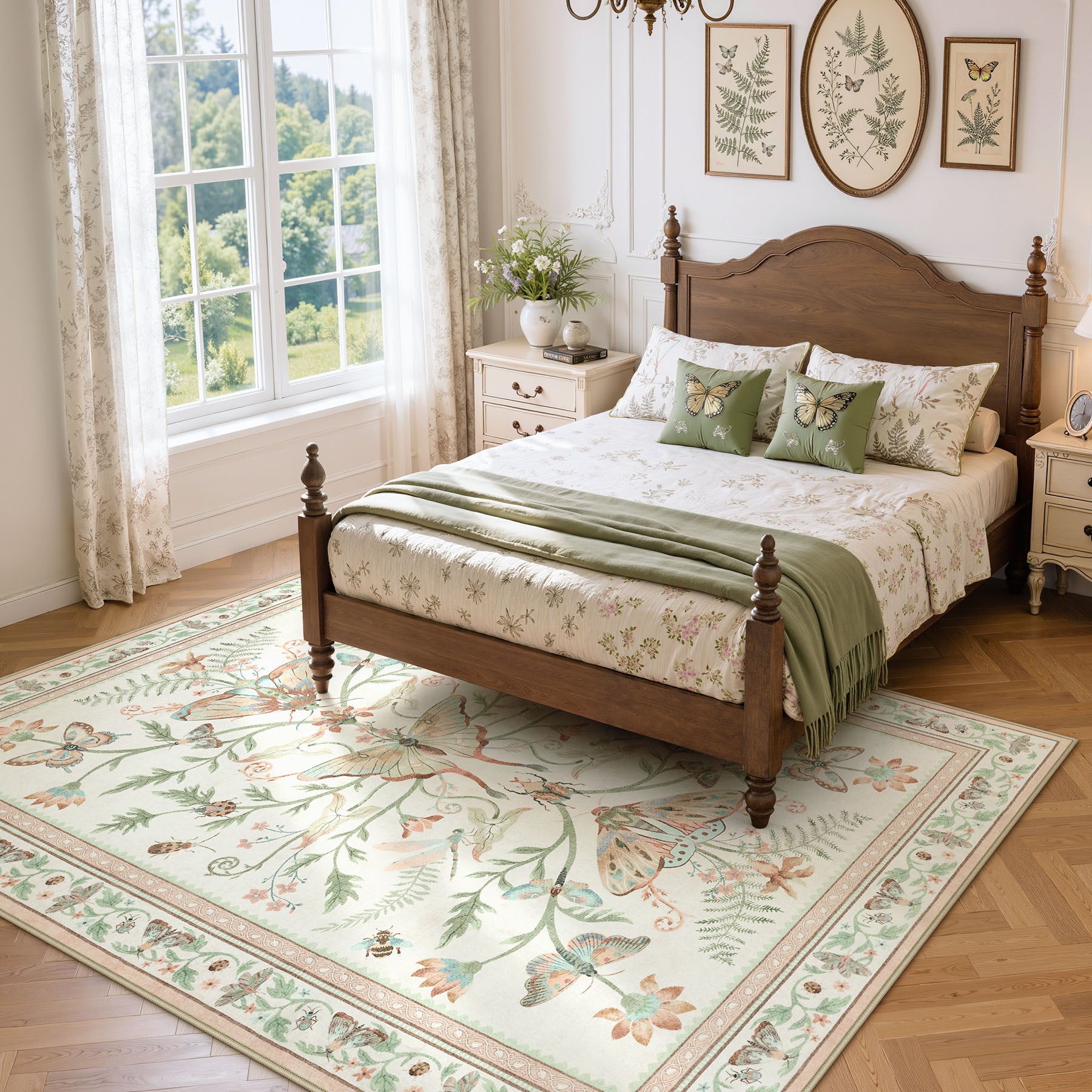 Insect Paradise Area Rug, Non-Slip Indoor Rug for Living Room Bedroom, Oeko-Tex Certified