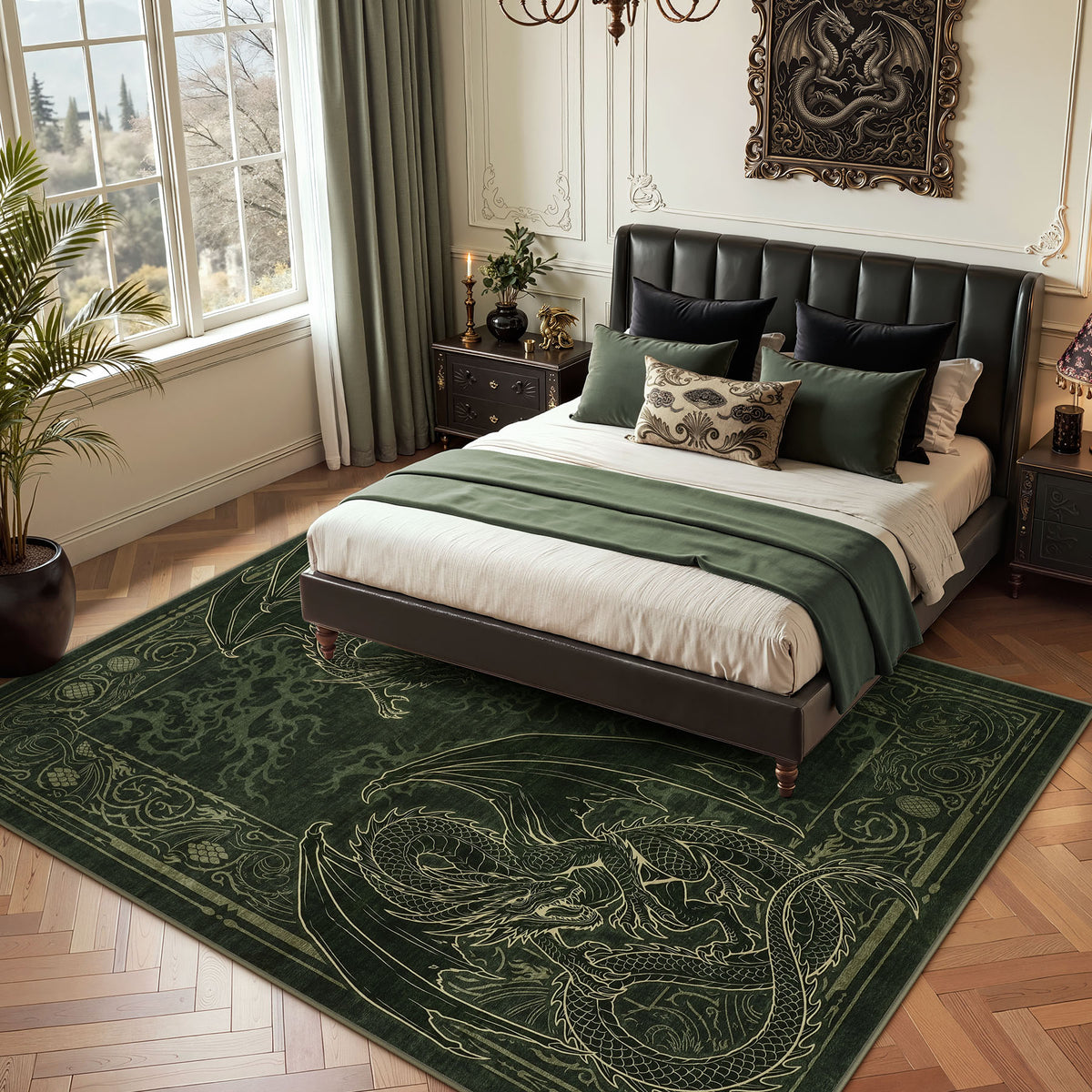Tribesigns Washable Dragon Rug for Living Room,Non Slip Stain Resistant Indoor Carpet for Dining Room Office Home Decor