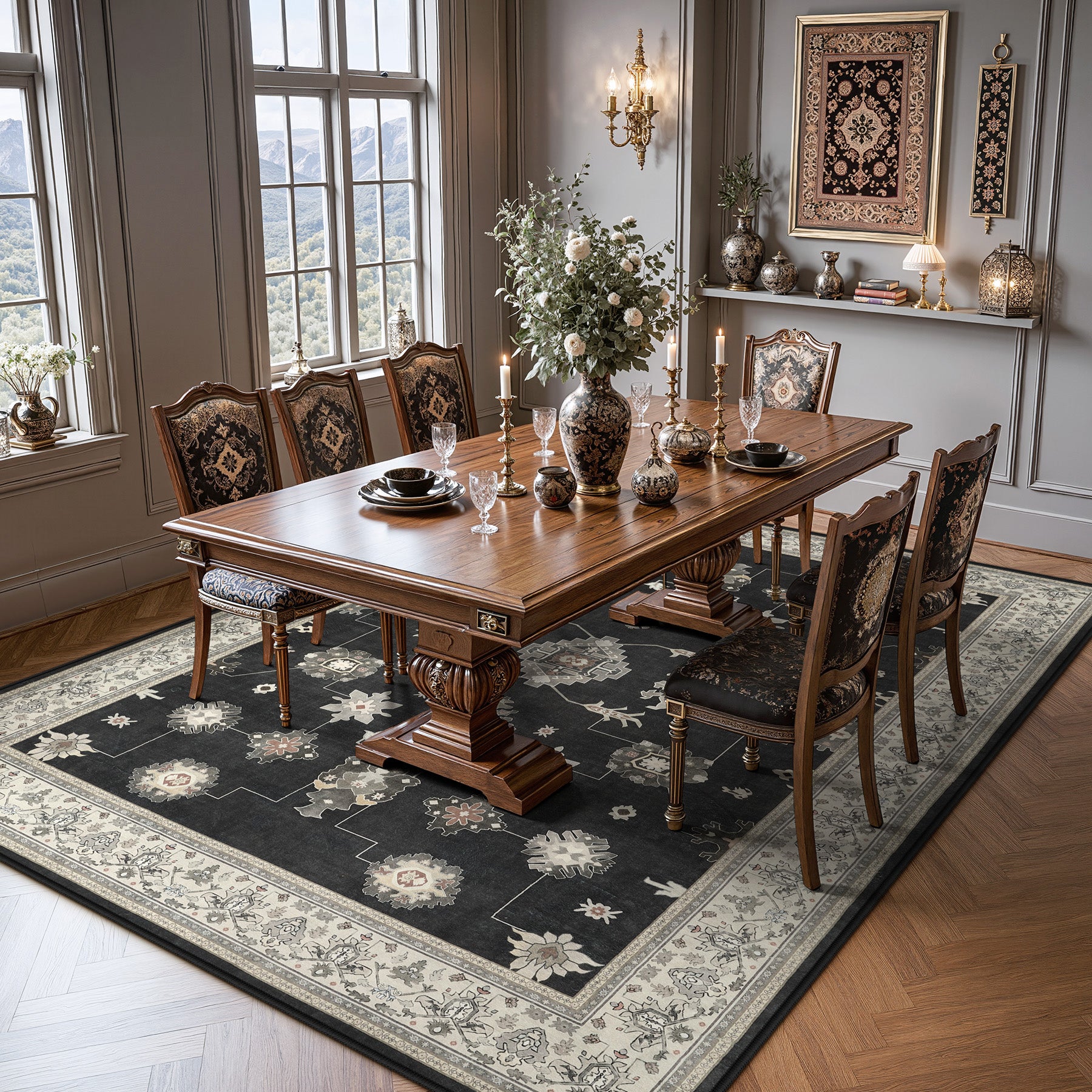 5x7/8x10/9x12 Boho Washable Area Rug, Farmhouse Vintage Ultra Thin Indoor Non-Slip Carpet for Living Room, Oeko-Tex Certified