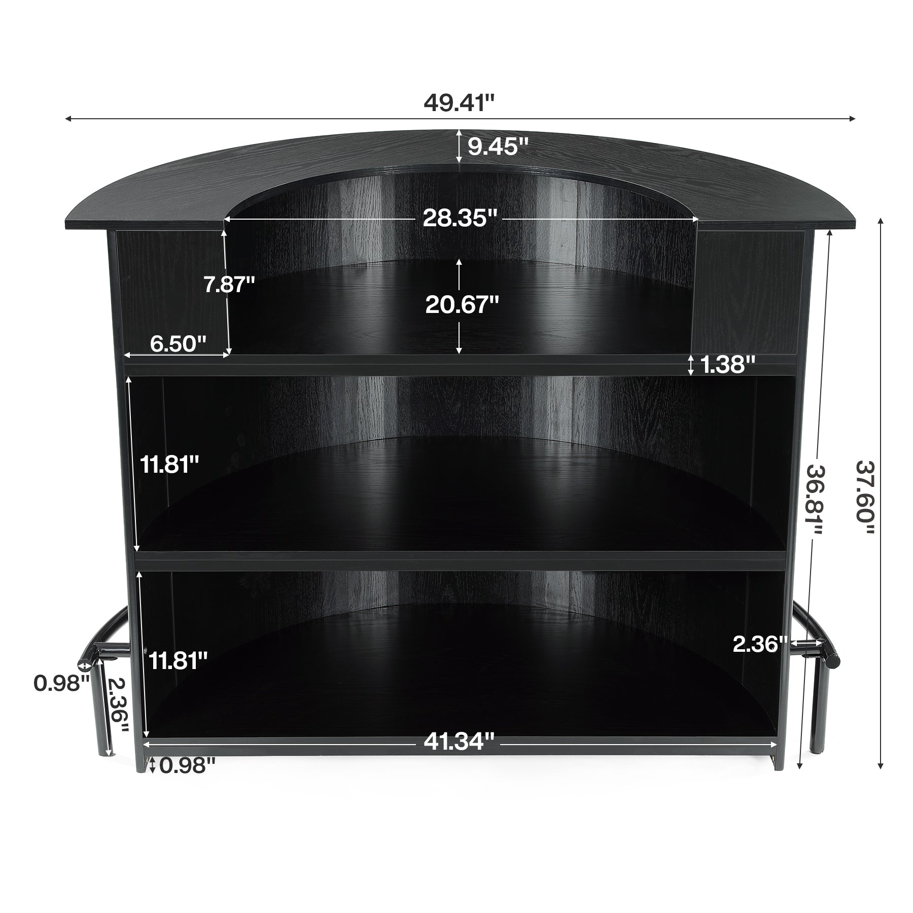 4-Tier Bar Table, Arc-Shaped Home Bar Units with Metal Footrest for Home Kitchen