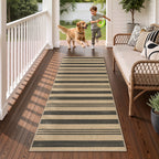 2.5x8/3x5 Striped Easy Jute Area Rug, Outdoor Hallway Runner Rug Non-Skid Washable Indoor Carpet for Entryway Porch, Oeko-Tex Certified