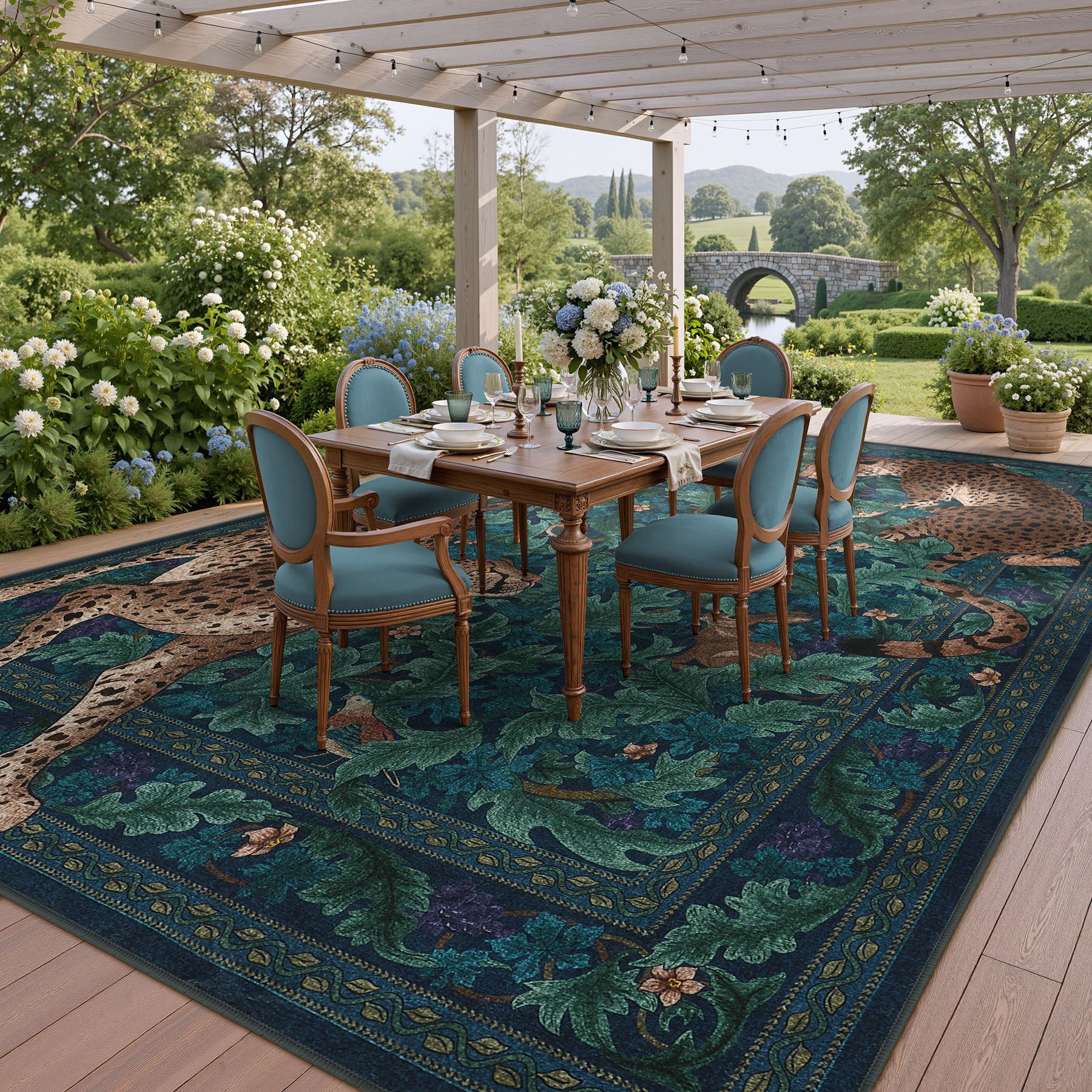 Morris Jungle Leopard Print Rug, Non Slip Washable Area Rug for Living Room, Bedroom