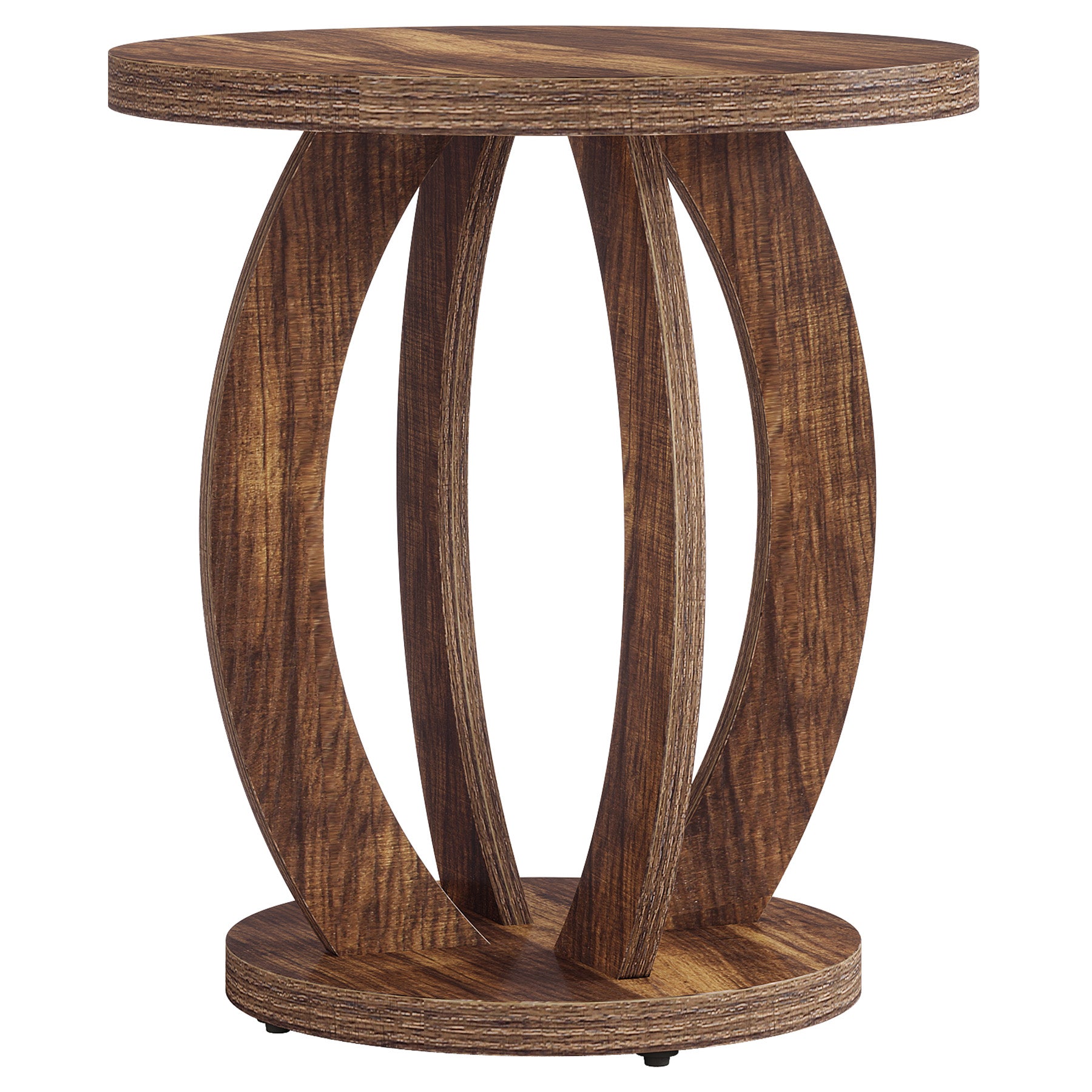 Round Nightstand with Storage, Large Bedside Table for Bedroom