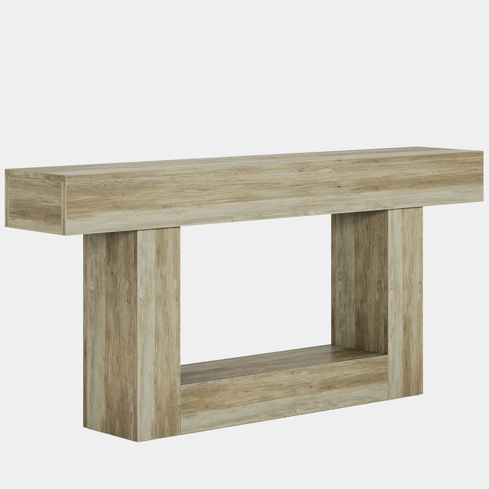 63" Wood Console Table, Farmhouse 2-Tier Sofa Table Entryway Table