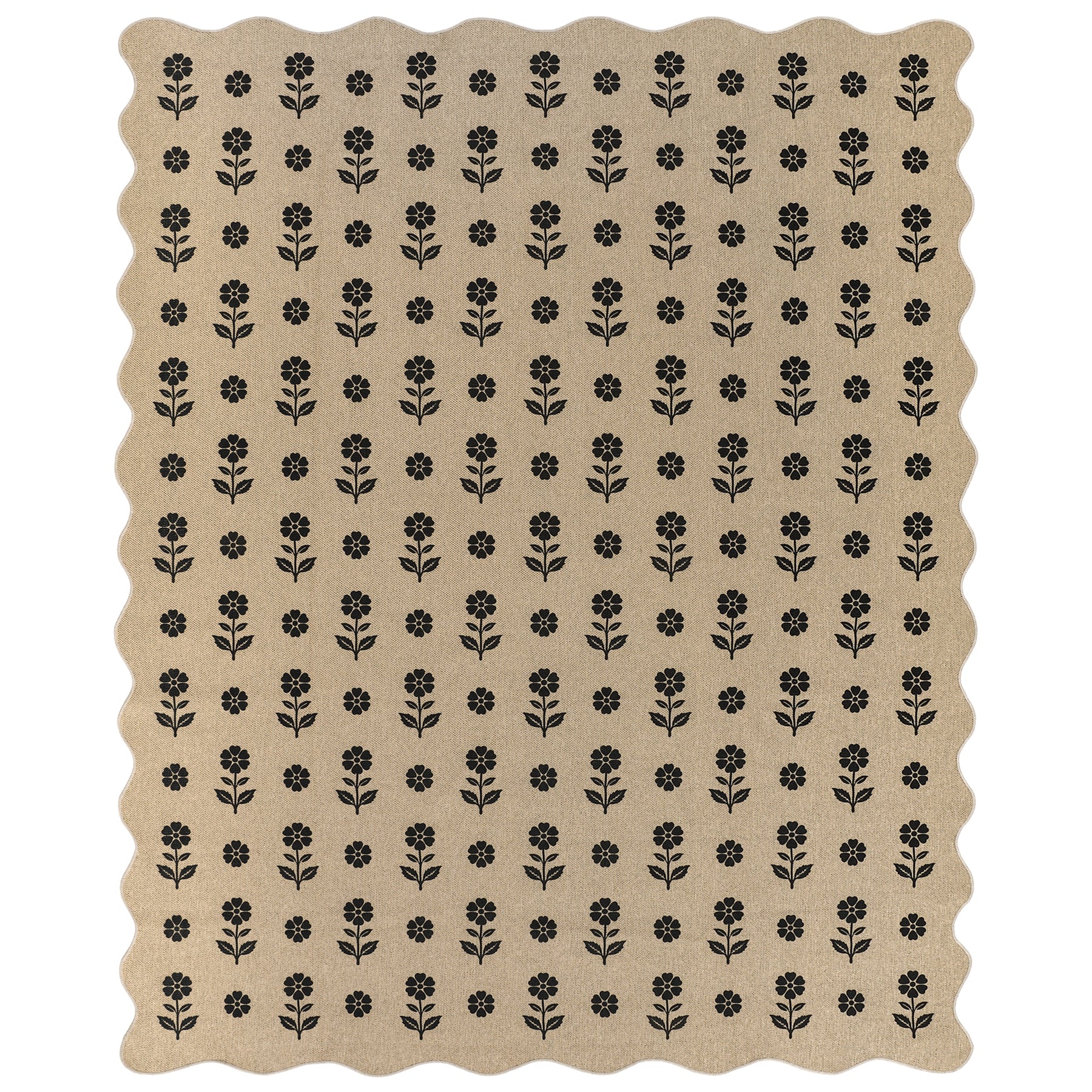 2x6/3x5 Floral Easy Jute Hallway Runner Rug, Scalloped Kitchen Runner Rug Non Skid Washable Indoor Carpet, Oeko-Tex Certified
