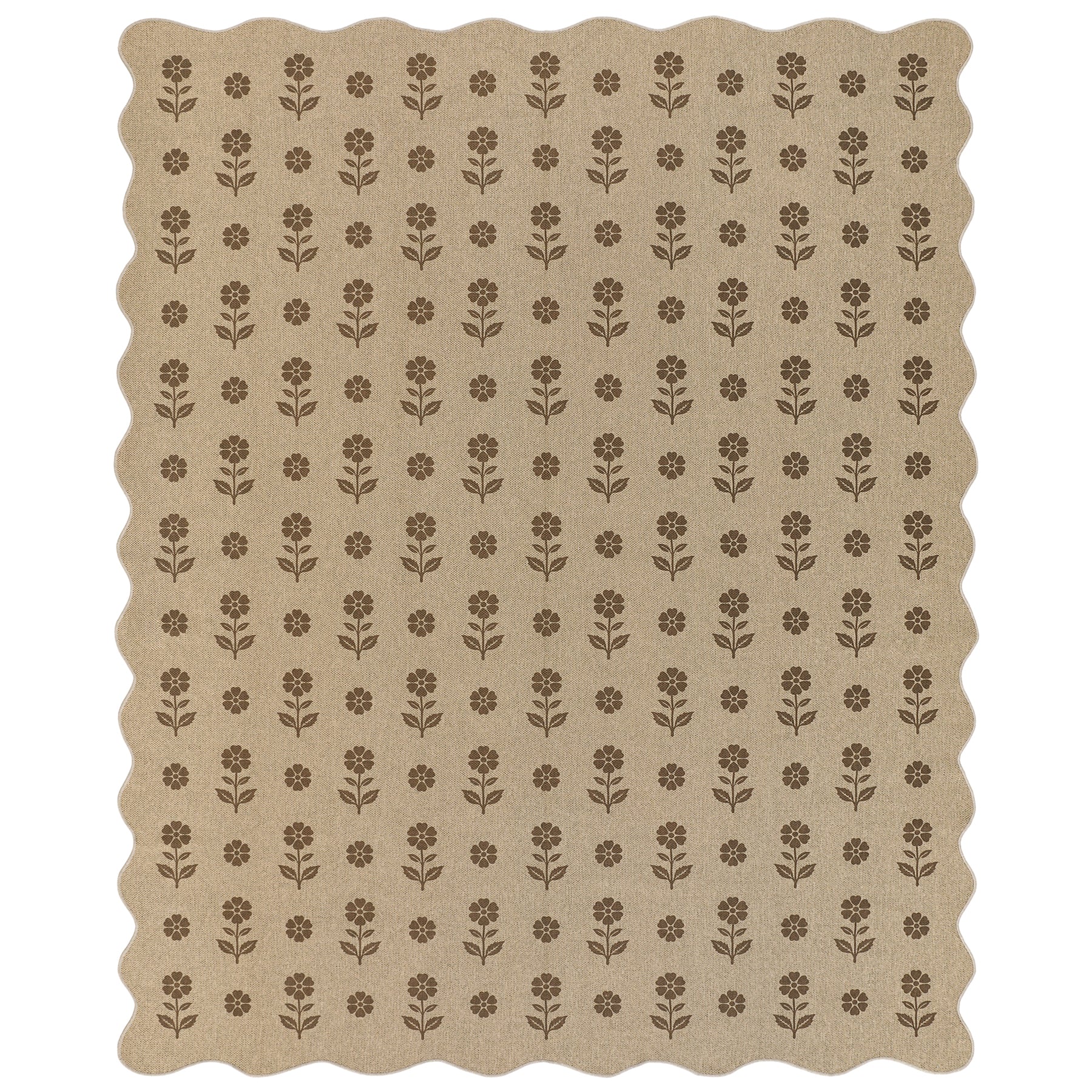 2x6/3x5 Floral Easy Jute Hallway Runner Rug, Scalloped Kitchen Runner Rug Non Skid Washable Indoor Carpet, Oeko-Tex Certified