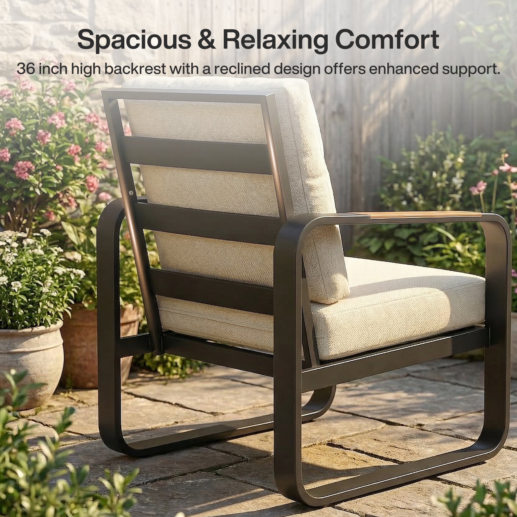 29.9" Wide Outdoor Patio Sofa, Modern Single Seat With Removable Cushions