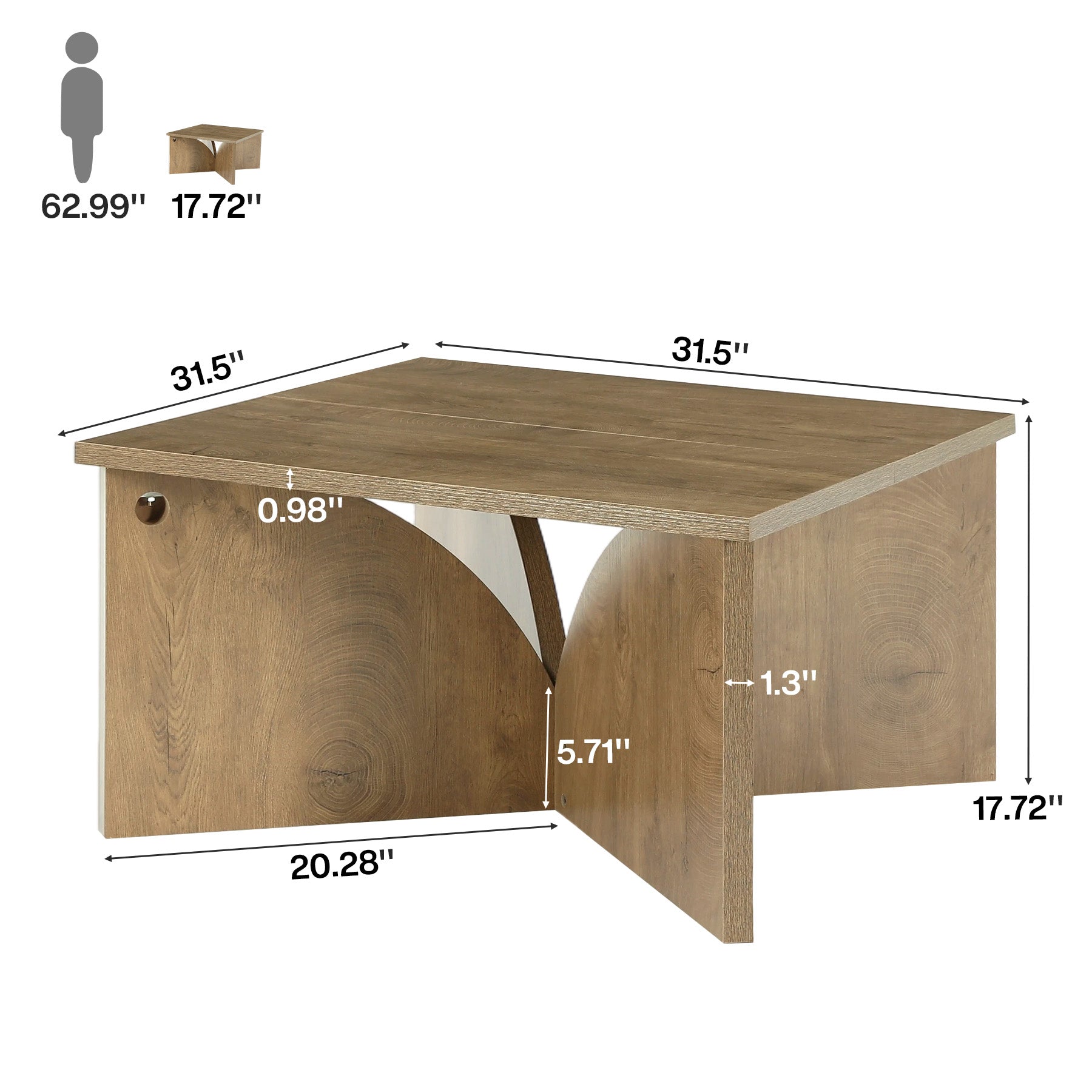 Tribesigns 31.5" Square Coffee Table, Farmhouse Accent Table for Living Room