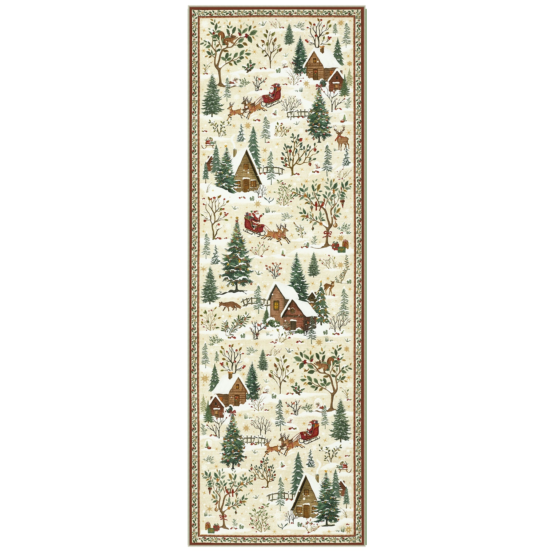 Christmas Snow Forest Washable Area Rug, Soft Holiday Scene Non-Slip Indoor Rug for Living Room Bedroom, Oeko-Tex Certified