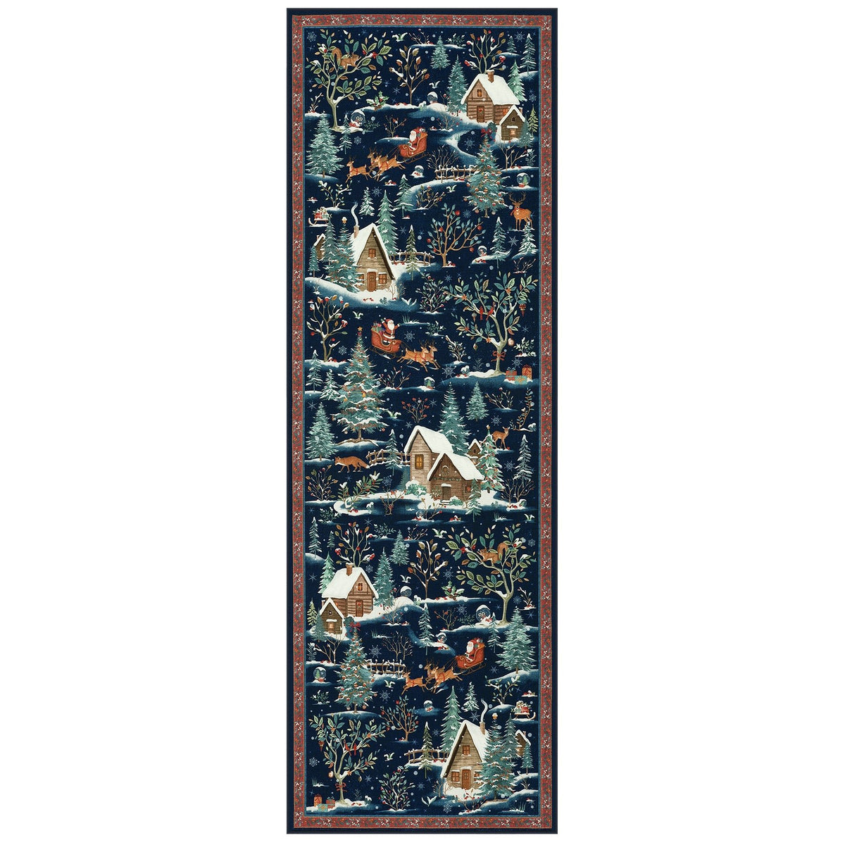 Christmas Snow Forest Washable Area Rug, Soft Holiday Scene Non-Slip Indoor Rug for Living Room Bedroom, Oeko-Tex Certified