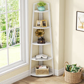 5-Tier Corner Bookshelf, 70" Tall Corner Shelves Plant Stand 3