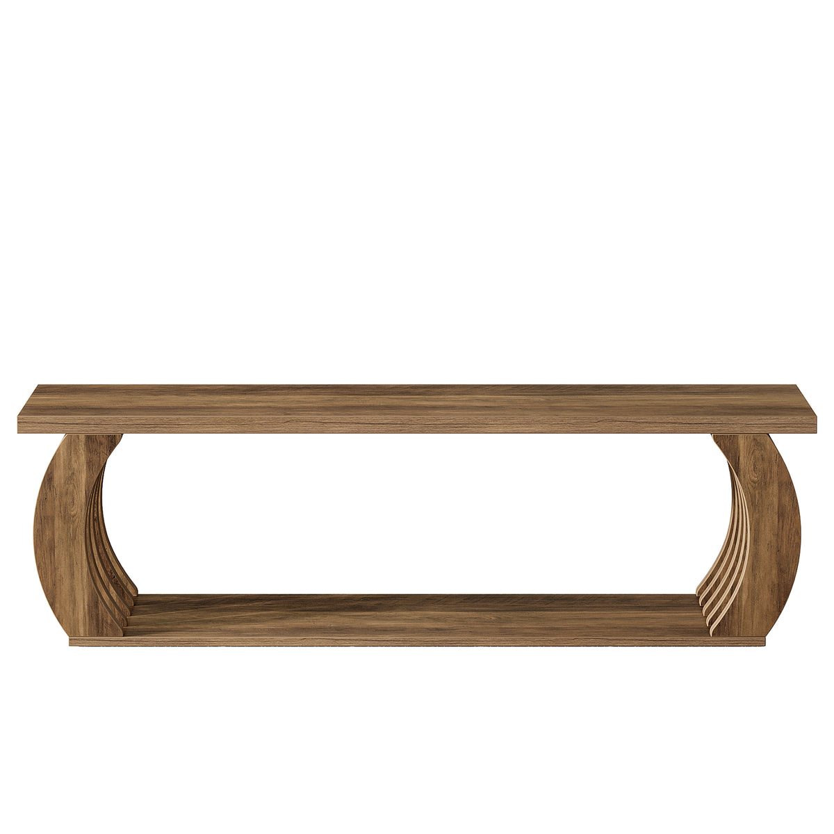 63" Farmhouse End of Bed Bench with Storage, 2-Tier Curved Hollow Legs