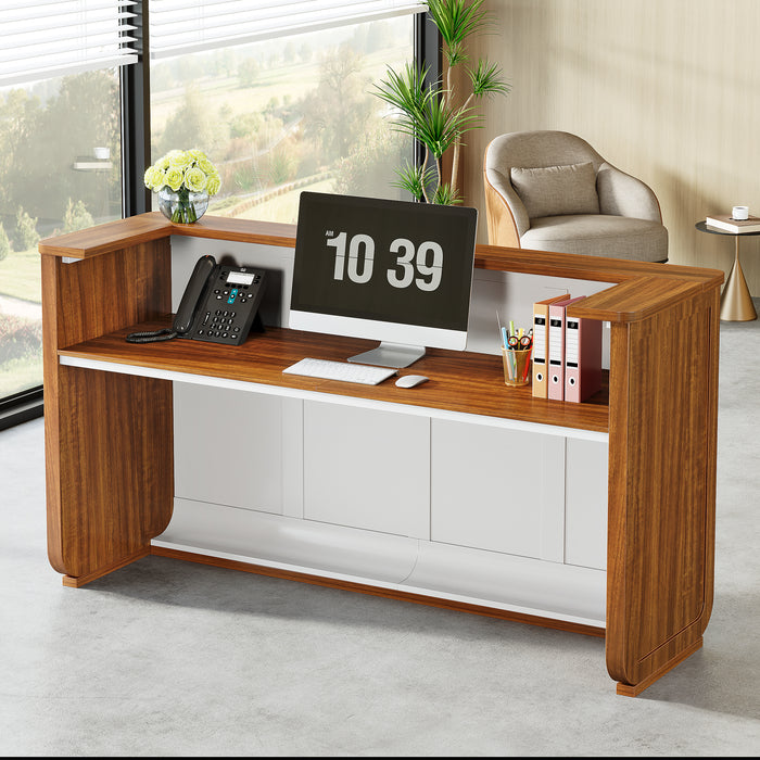 70.8" Reception Desk, Modern Front Counter Desk Retail Counter for Checkout