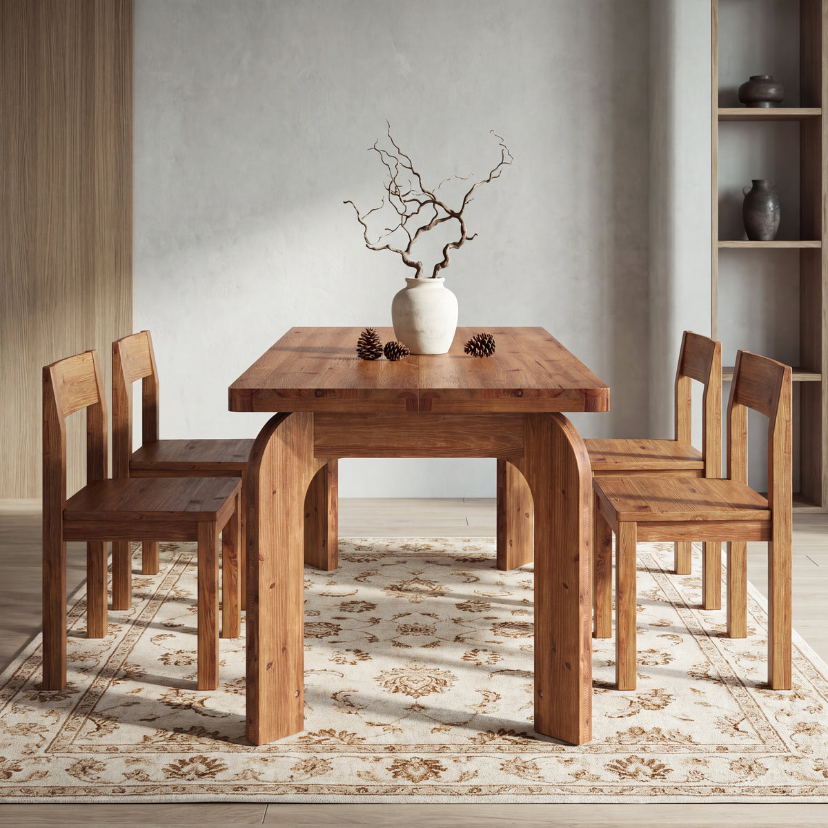 63" Solid Wood Dining Table for 4-6, Rectangular Kitchen Table
