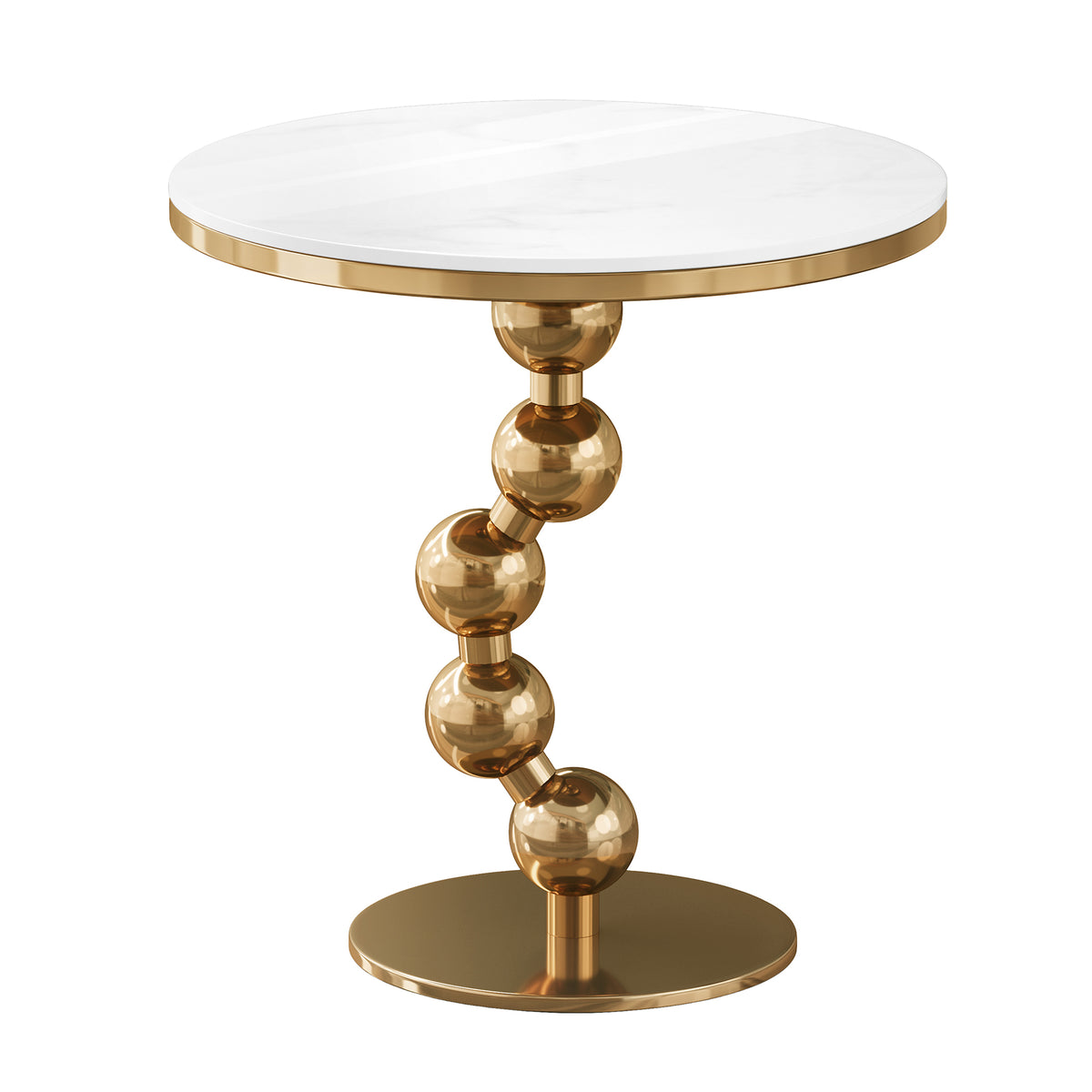 Sintered Stone Round End Table, Modern Stacked Ball Side Table for Living Room