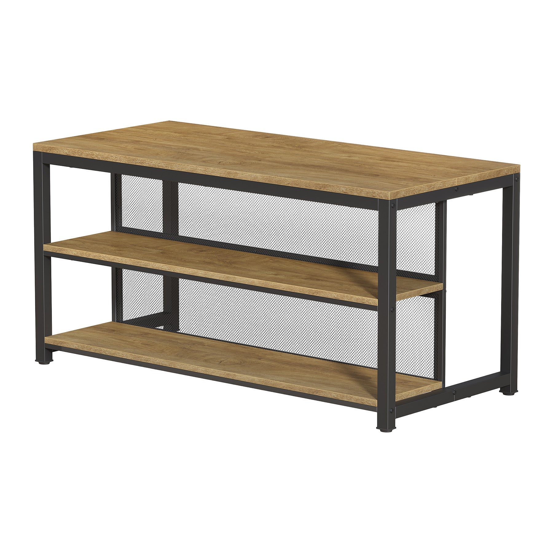 63" Industrial Kitchen Island, Stationary Island Coffee Bar Table With Storage Shelves