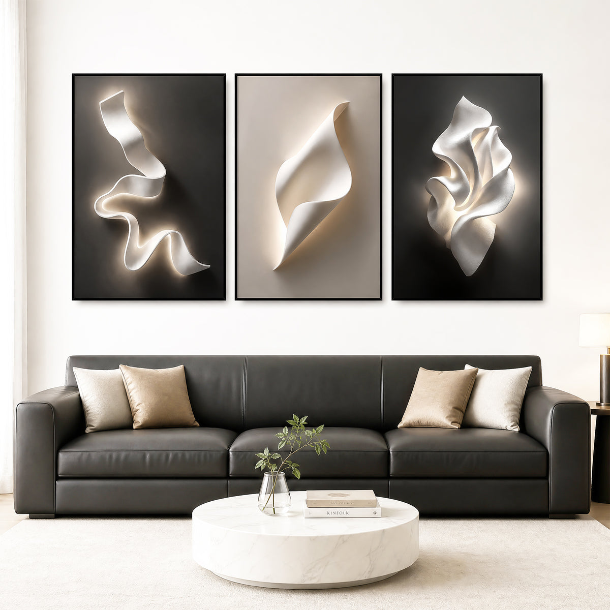 Tribesigns 24x36in Modern Black and White Framed Wall Art for Living Room
