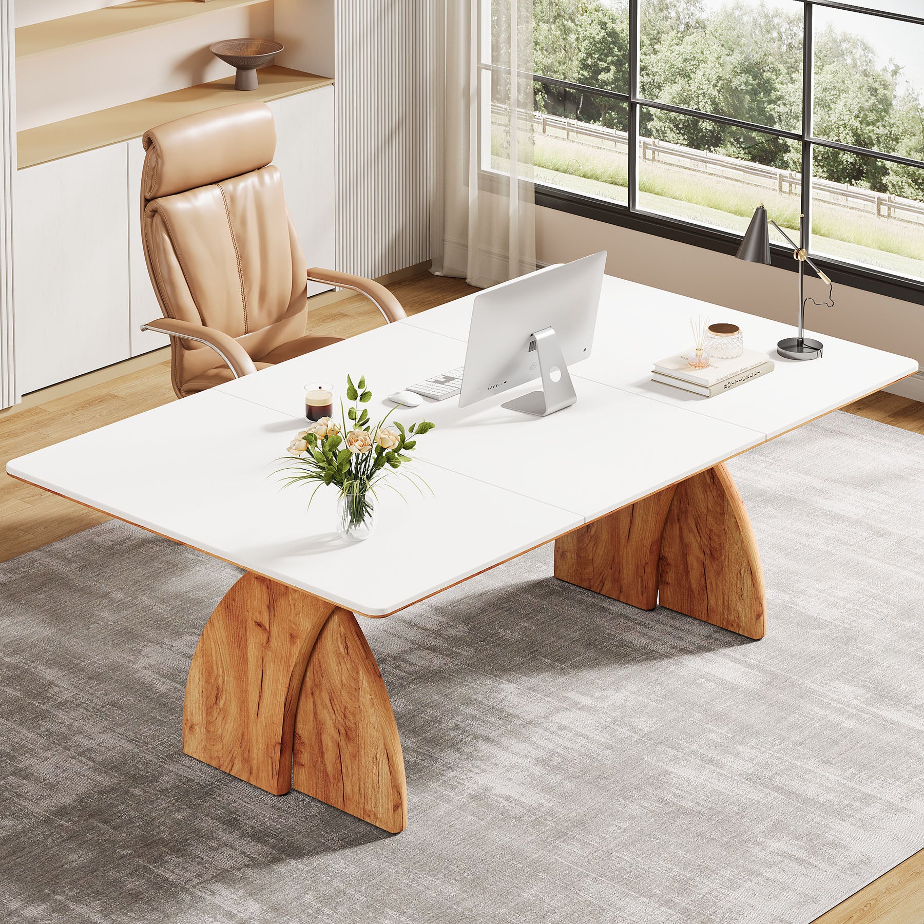 63" Executive Desk, Modern Computer Desk with Heavy Duty Legs