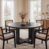 47.24" Round Solid Wood Dining Table, Black Kitchen Table for 4–6 with Cross-Shaped Base 3