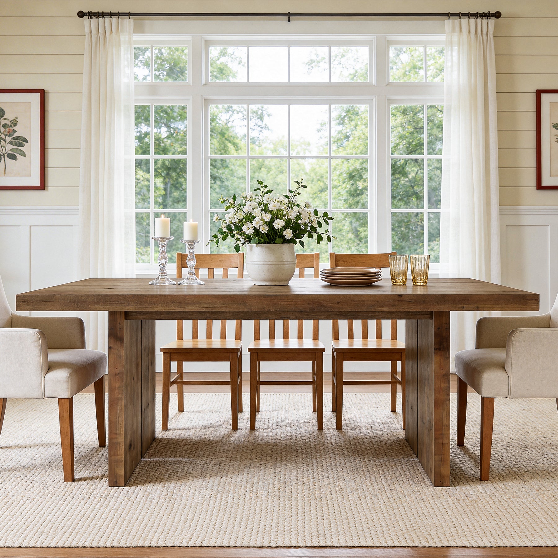 Tribesigns 63" Solid Wood Dining Table, Rectangle Kitchen Table for Dining Room