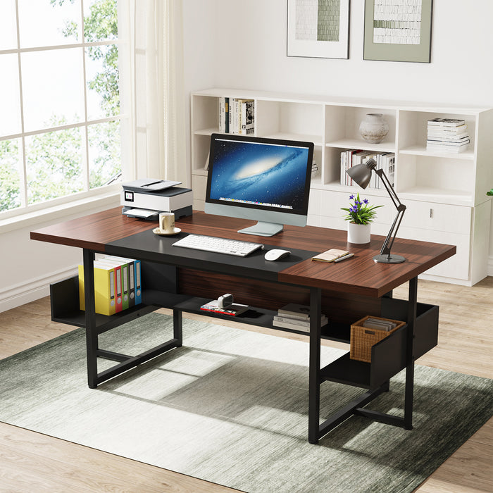 Tribesigns Executive Desk, Large Computer Table with Bottom Shelves