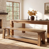 70.87" Solid Wood Dining Bench, Farmhouse Kitchen Bench with 2-tier Shelf for Dining Room 3