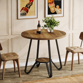 31.5" Round Dining Table, Small Kitchen Table with Open Shelves for 2 Tribesigns 3