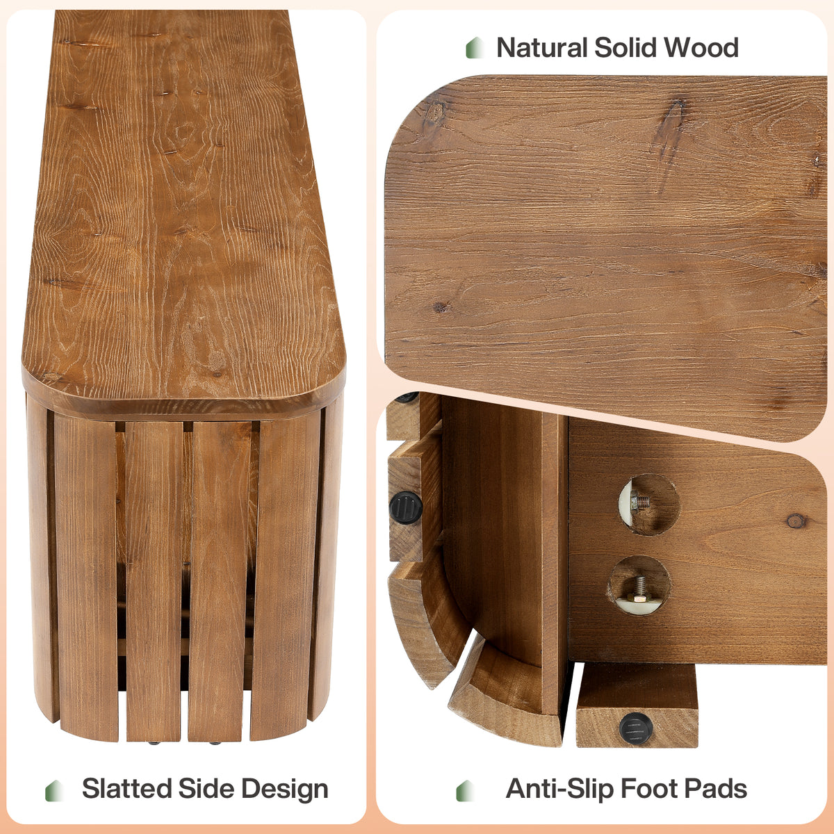 63" Solid Wood Entryway Bench, 2-Tier Open Shoe Storage, Rustic Hallway Bench