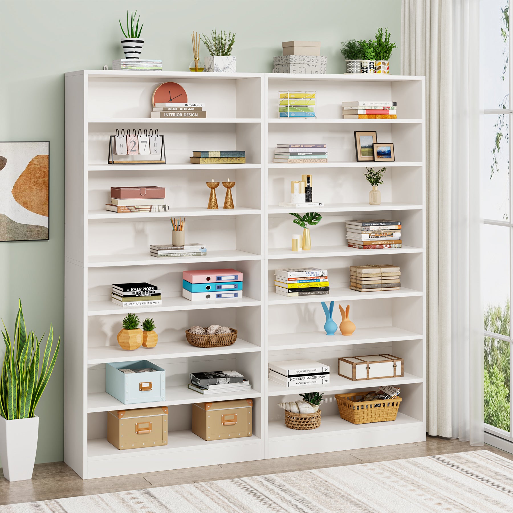 71" Bookcase, Modern 9-Tier Bookshelf Freestanding Display Shelf