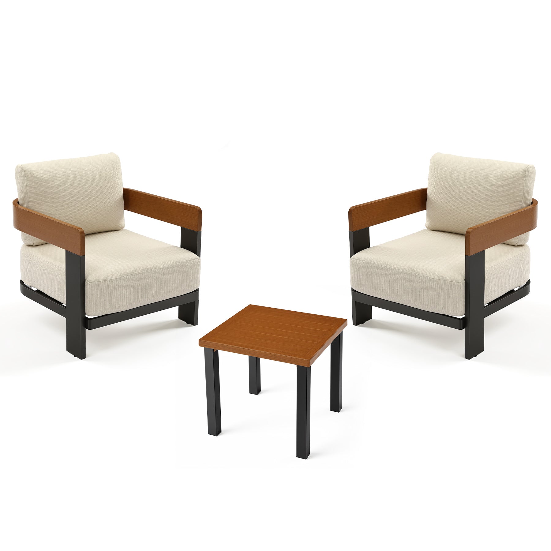 2-Person Patio Conversation Sets With Cushions, 3-Piece Outdoor Furniture Set