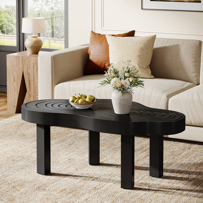 45" Coffee Table, Modern Irregular Center Table with Thick Tabletop