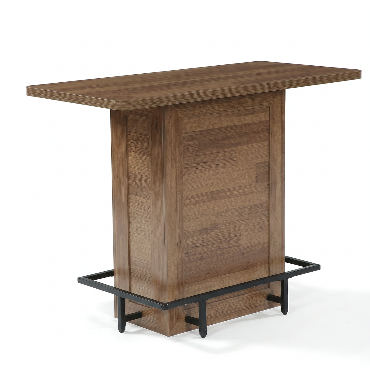 47.24" Bar Table, Farmhouse High-Top Pub Table with Metal Footrest & Adjustable Feet