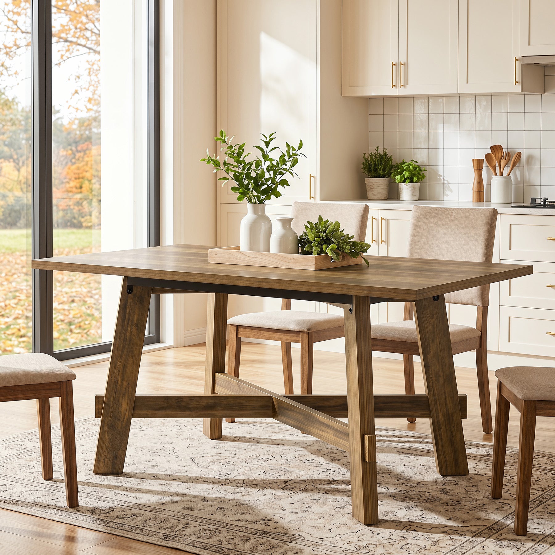 Tribesigns 47-Inch Dining Table, Cross Brace Kitchen Table for 4