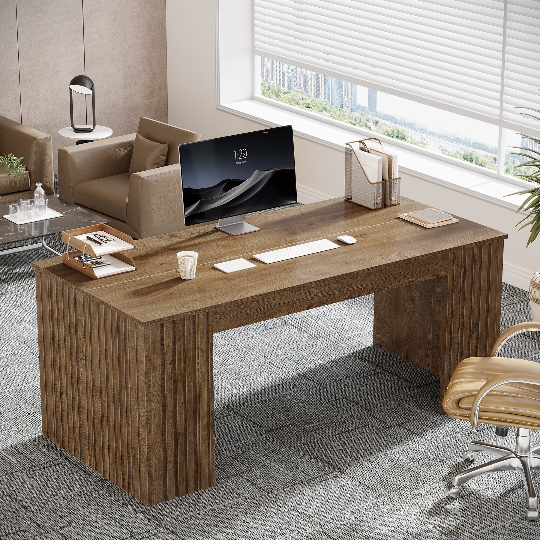 63" Executive Desk, Modern Office Computer Desk Study Table
