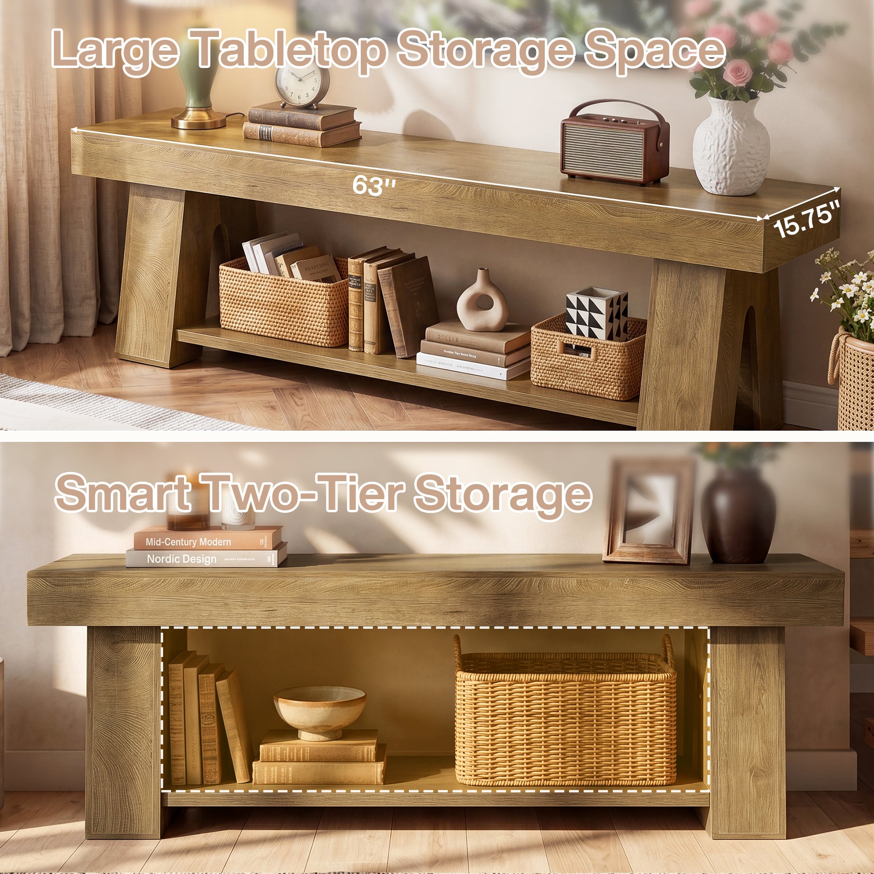 Tribesigns 63-Inch TV Stand for TVs up to 65 Inch, Wooden Media Console with Open Shelf