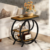 23.62" Industrial 3-Tier End Table, Rustic Brown Rectangle Side Table 3