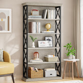 6 - Tier Bookshelf, 70.87" Etagere Metal and Wooden Bookcase for Home Office Tribesigns 3
