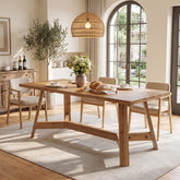 63"  Solid Wood Dining Table for 6 People, Rectangle Kitchen Dinner Table for Dining Room 3