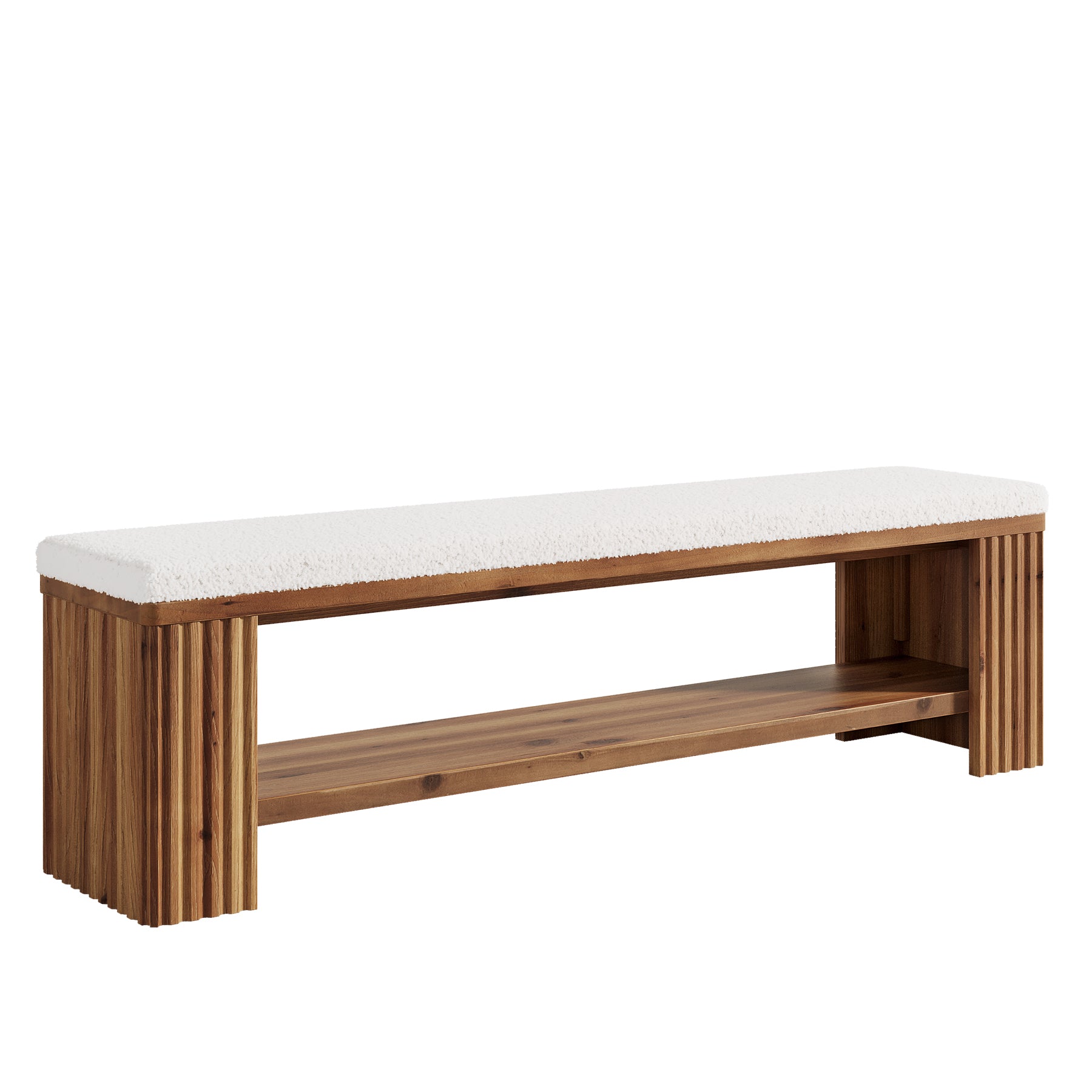 63" Solid Wood Entryway Bench, Modern Upholstered End of Bed Bench