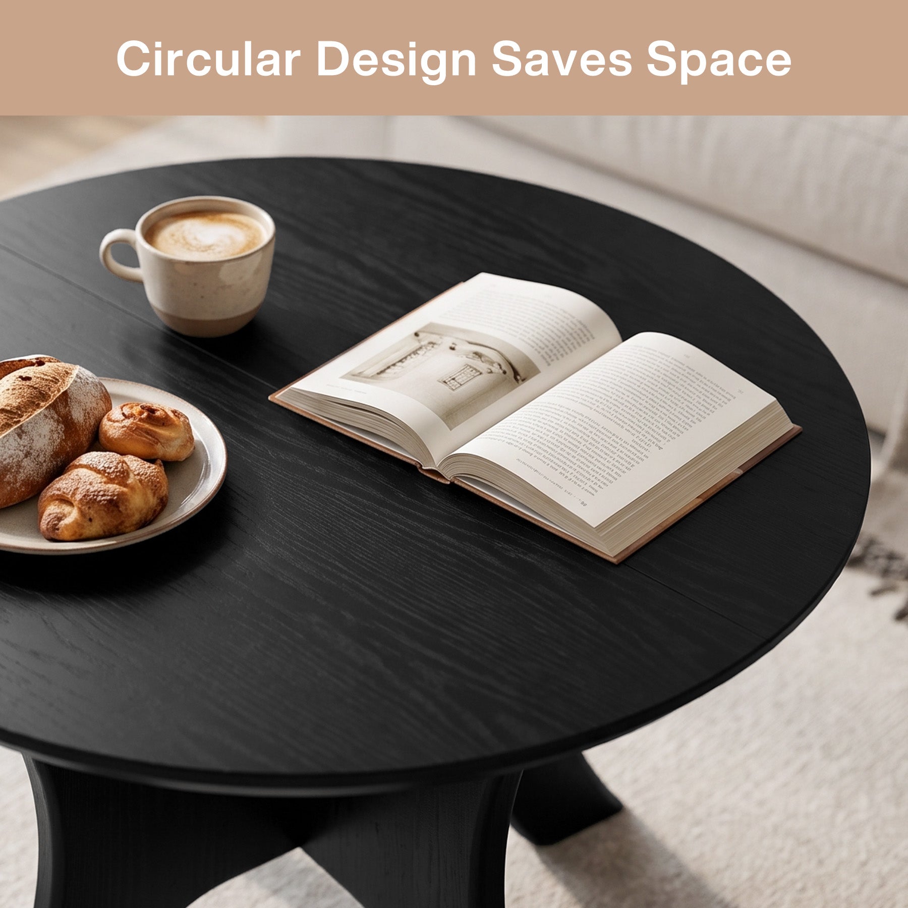 31" Round Coffee Table, Modern Design Center Table for Living Room