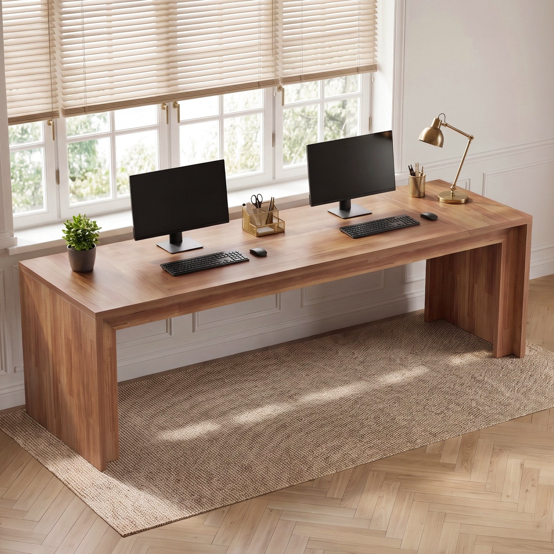Two-Person Desk, 78.4" Extra-Long Computer Executive Desk for Home Office