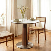 Round Dining Table, 31.5" Kitchen Table with Sintered Stone Tabletop & Steel Pedestal Base 3