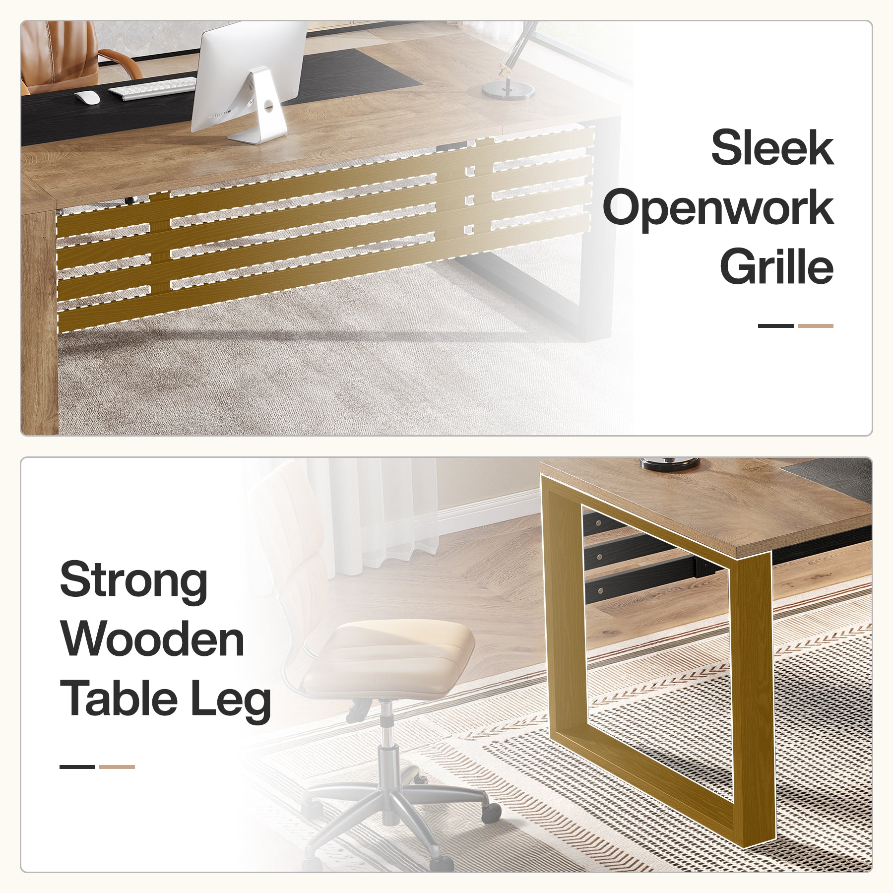 78" L-Shaped Executive Desk, Modern Office Desk with Cabinet Storage & Shelves