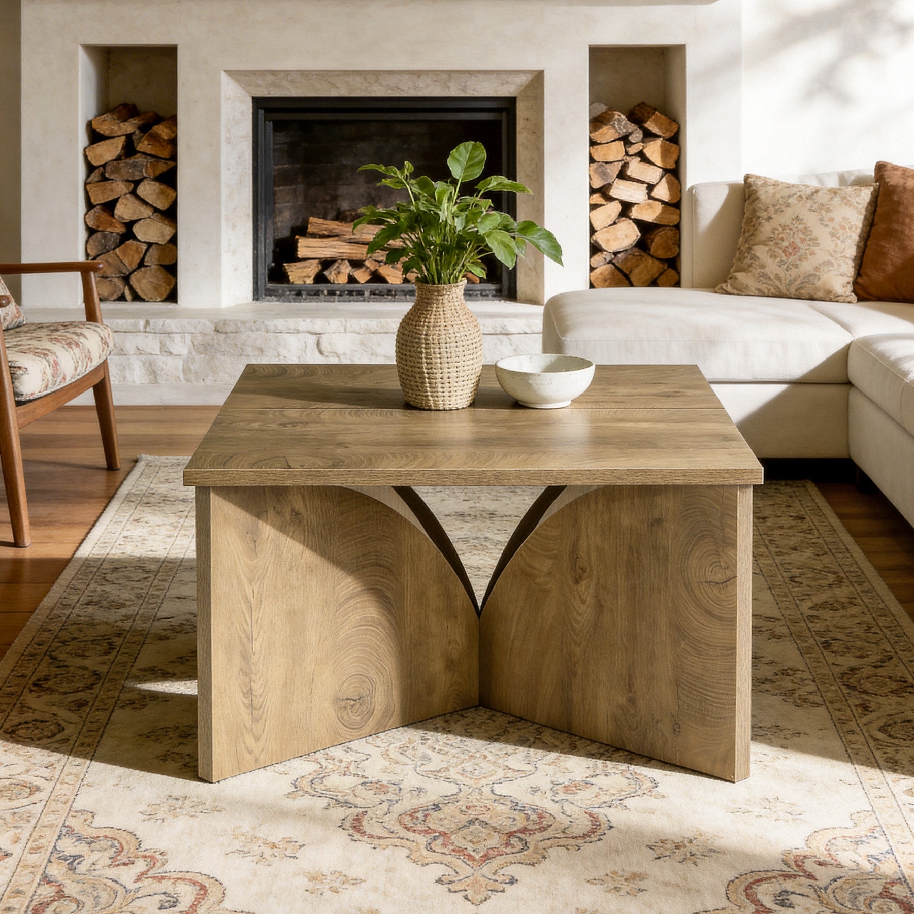 Tribesigns 31.5" Square Coffee Table, Farmhouse Accent Table for Living Room
