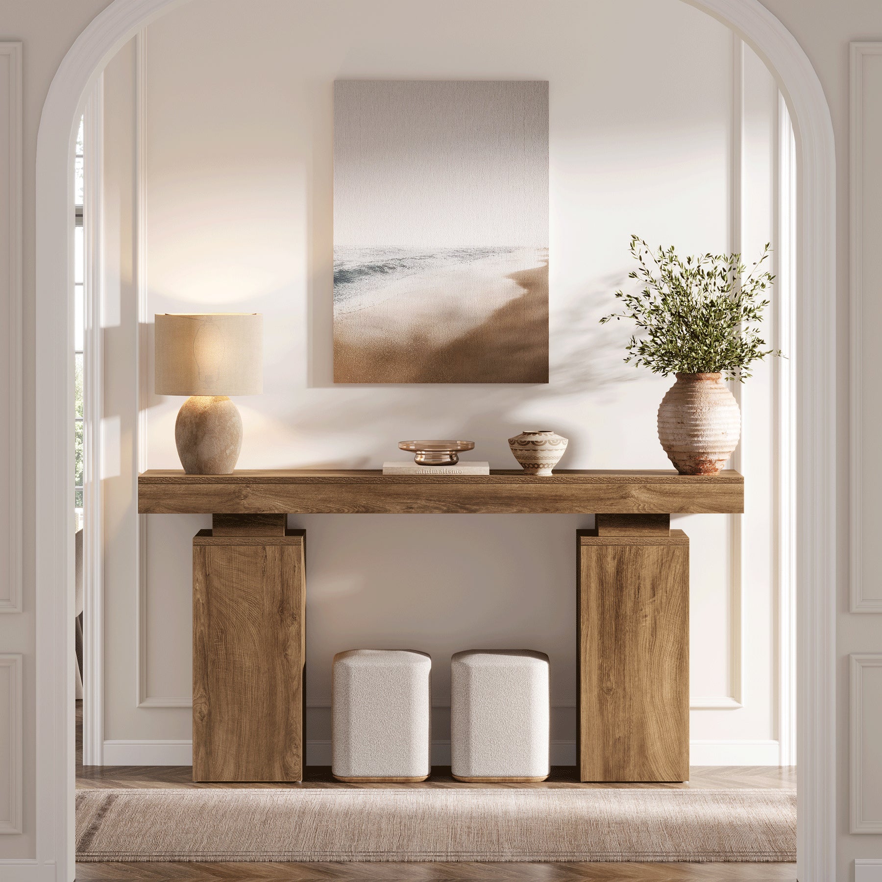 63" Console Table, Wooden Entryway Table Foyer Stand