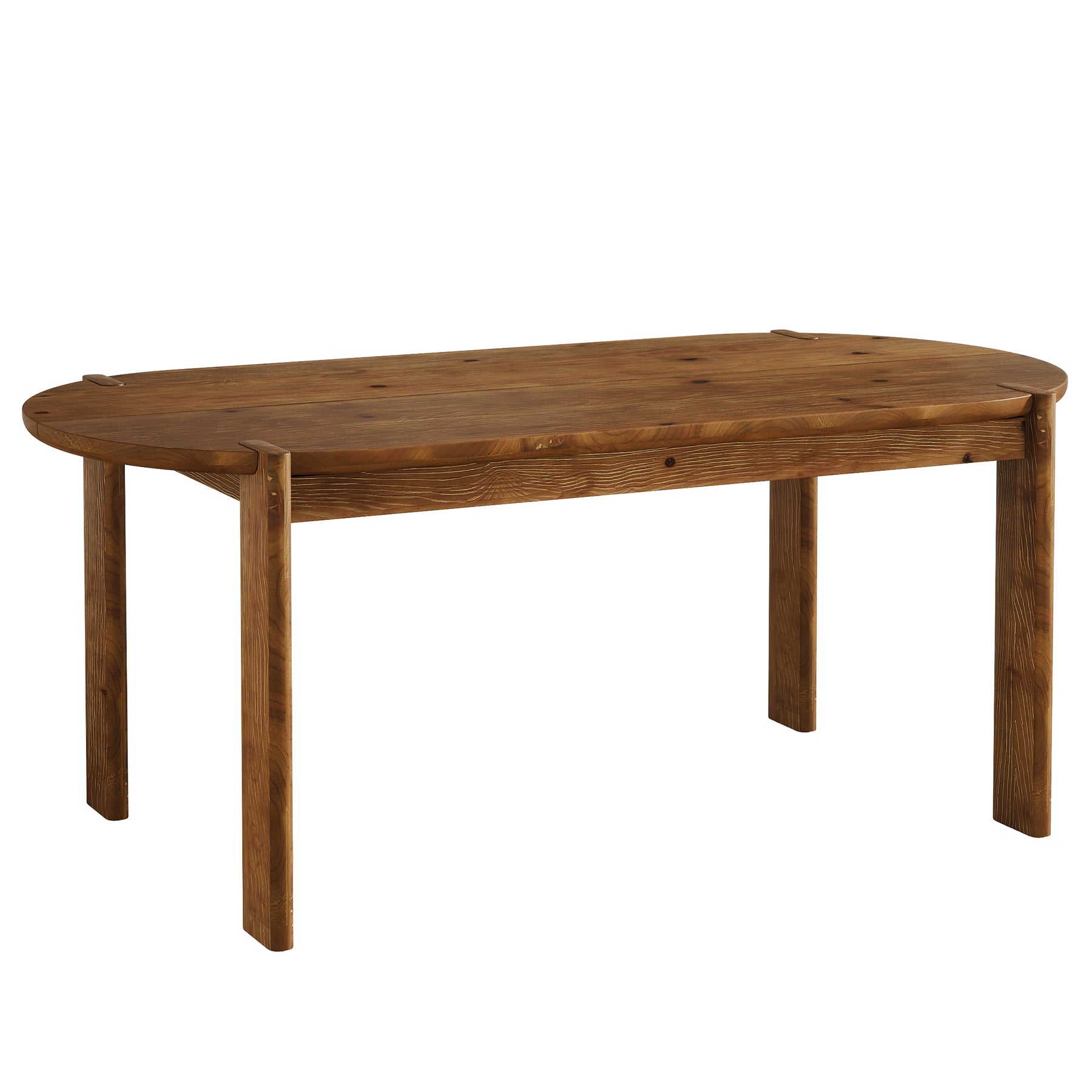 63" Solid Wood Oval Dining Table for 4–6, Farmhouse Wooden Kitchen Table