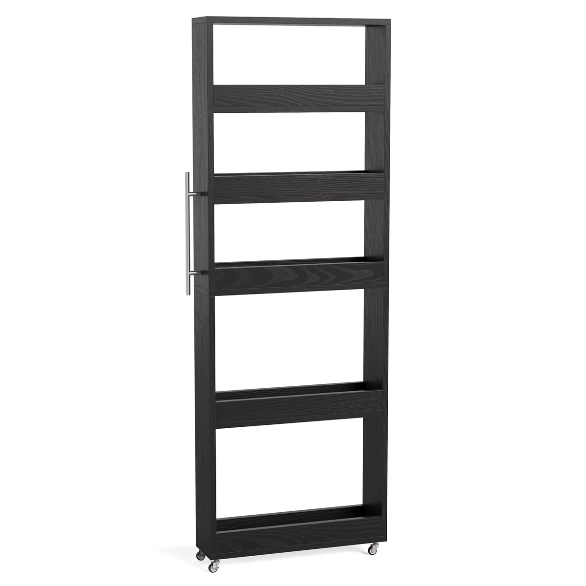 63" Utility Cart on Wheels, 5-Tier Narrow Mobile Shelf Organizer