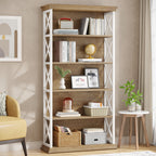 6-Tier Bookshelf, 70.87" Etagere Metal and Wooden Bookcase for Home Office