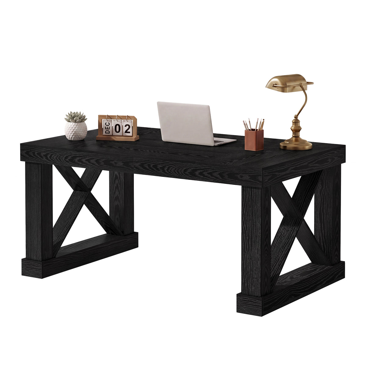 63" Executive Office Desk, Farmhouse Computer Desk with Heavy-Duty Frame for Home Office